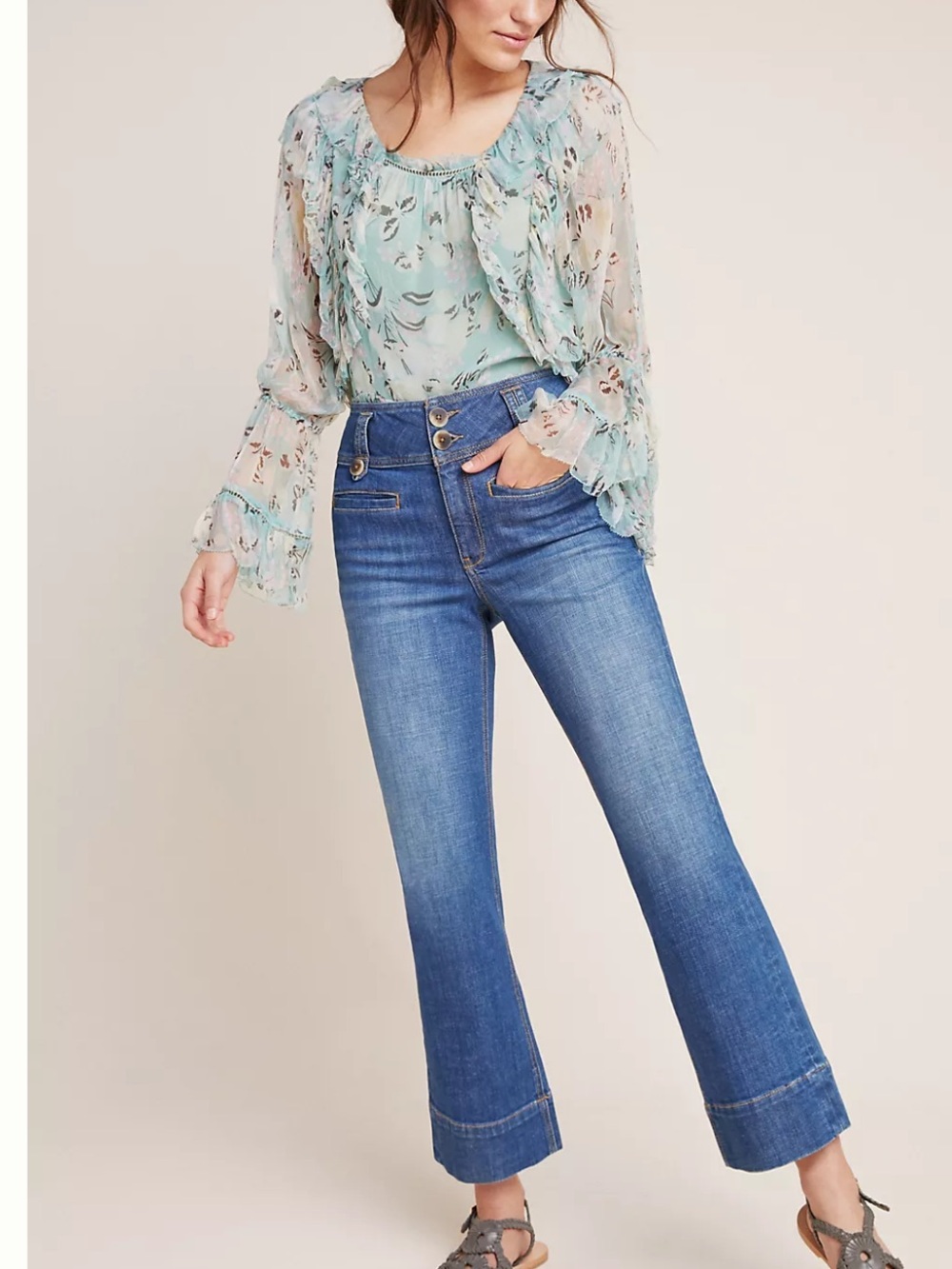 Pilcro High-Rise Cropped Flare Jeans